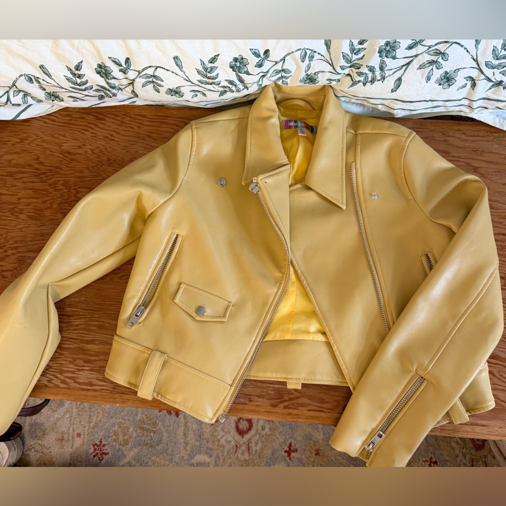 Urban Outfitters Yellow Faux Leather Moto Jacket